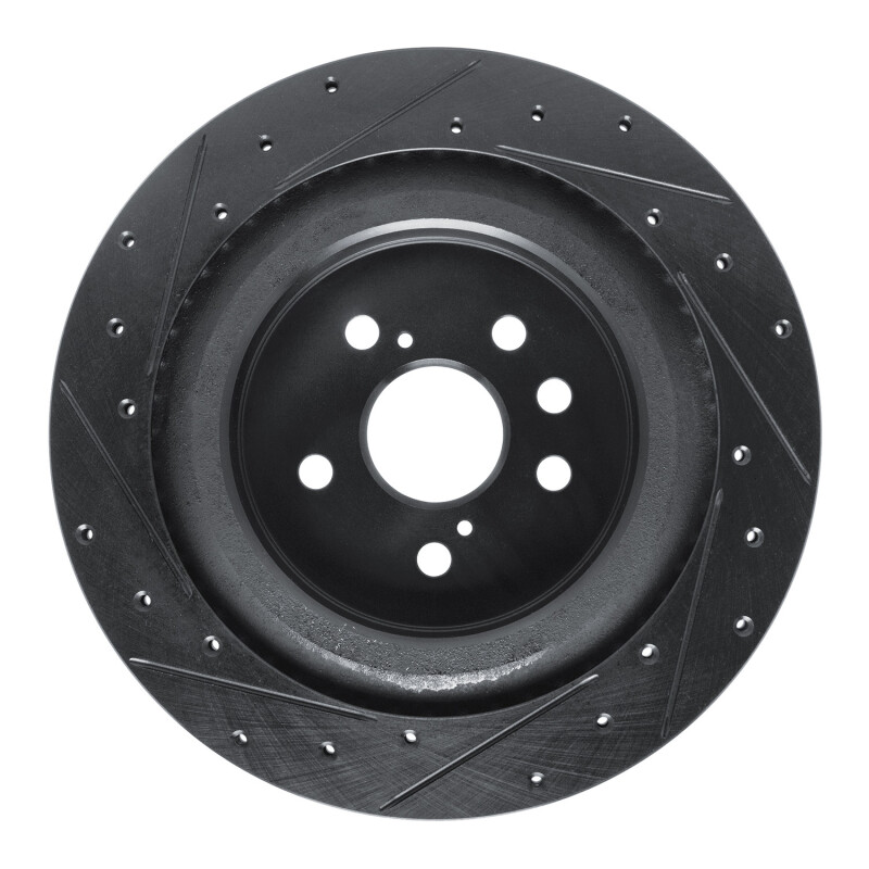 Lexus RX450h Brake Rotor (1) - Rear Right - R1 Concepts - Drilled & Slotted - Black - `20-`25